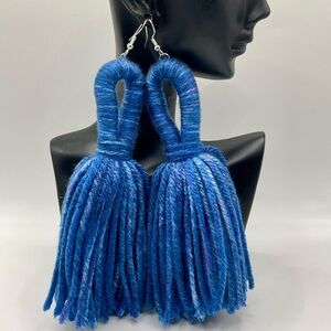 Blue tassel earrings